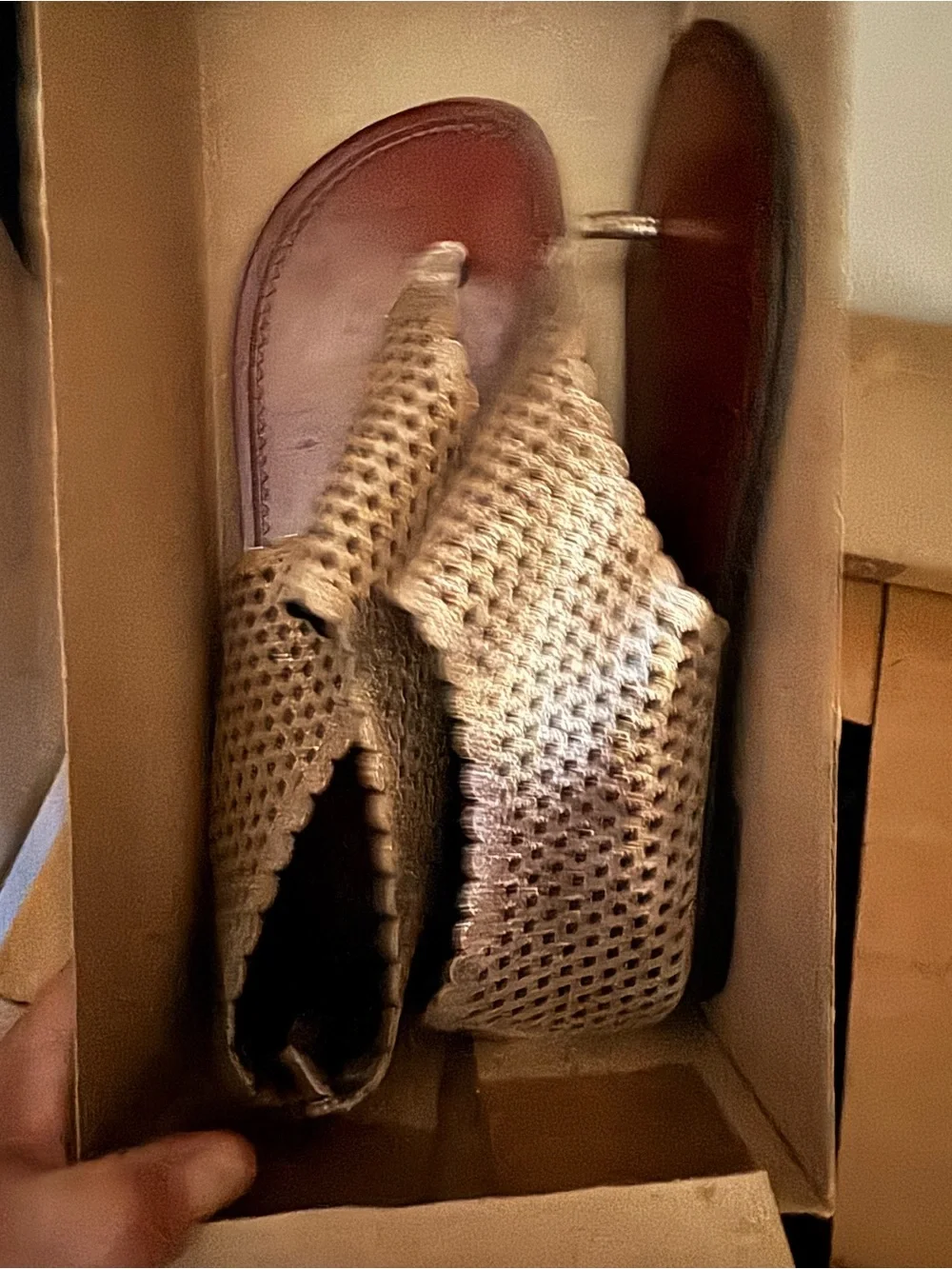 Women’s Beige Crochet Toe-Post Sandal
